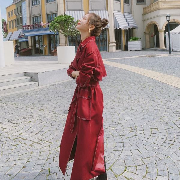 women's trench coats autumn fashion classic red coat for women windbreaker 2021 spring korean office lady femme, Tan;black
women's trench coats autumn fashion classic red coat for women windbreaker 2021 spring korean office lady femme, Tan;black