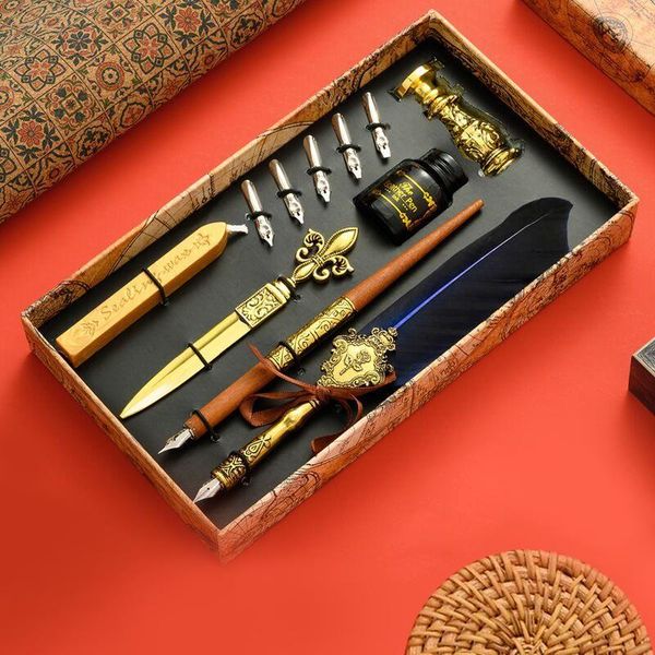 retro fountain pen calligraphy with ink set european style feather dip pen british creative pens for writing school supplies
retro fountain pen calligraphy with ink set european style feather dip pen british creative pens for writing school supplies
