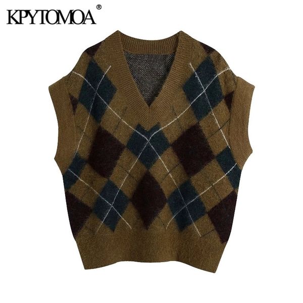 kpytomoa women fashion argyle loose knitted vest sweater vintage v neck sleeveless female waistcoat chic 210819, Black;white
kpytomoa women fashion argyle loose knitted vest sweater vintage v neck sleeveless female waistcoat chic 210819, Black;white