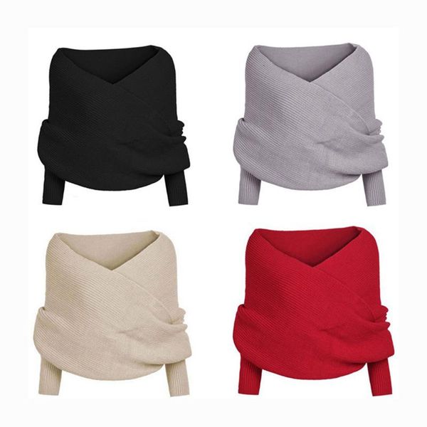women's sweaters fashion women v-neck wrap scarf knitted off shoulder shawls long sleeve warm loose oversized scarves, White;black
women's sweaters fashion women v-neck wrap scarf knitted off shoulder shawls long sleeve warm loose oversized scarves, White;black