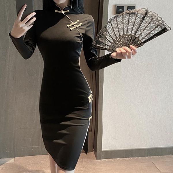 casual dresses retro women bodycon solid cheongsam midi dress ladies slim evening female lace long sleeve stripper wrap hip, Black;gray
casual dresses retro women bodycon solid cheongsam midi dress ladies slim evening female lace long sleeve stripper wrap hip, Black;gray