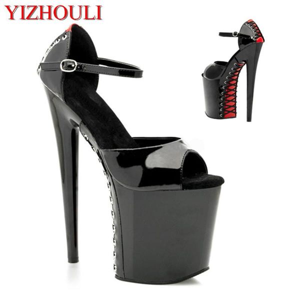 20 cm high heels beautiful black thick fish mouth trend paint sandals, club with high sandals
20 cm high heels beautiful black thick fish mouth trend paint sandals, club with high sandals