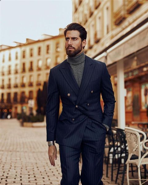 2021 formal classic navy blue stripe business men suits tuxedos groom wear wedding suits slim fit double breasted for men, White;black
2021 formal classic navy blue stripe business men suits tuxedos groom wear wedding suits slim fit double breasted for men, White;black