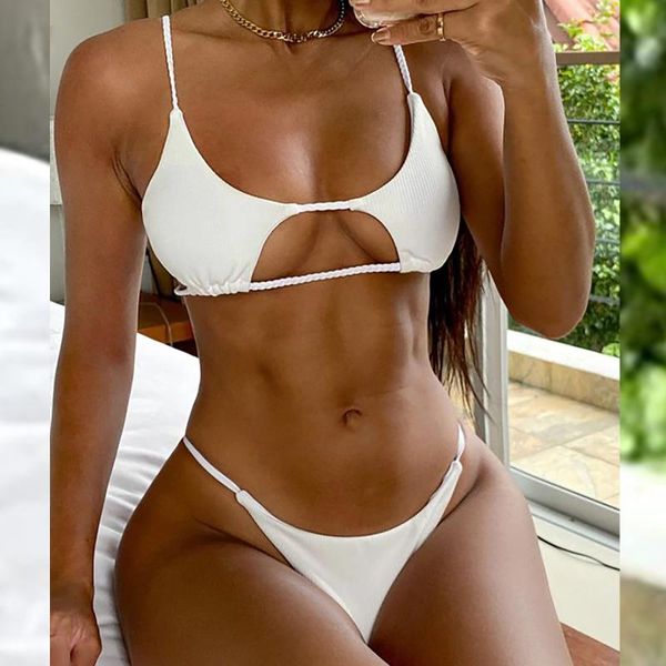 women's swimwear bikini 2021 swimsuit solid color set hollow out biquini bathing suit women bikinis string beach, White;black
women's swimwear bikini 2021 swimsuit solid color set hollow out biquini bathing suit women bikinis string beach, White;black