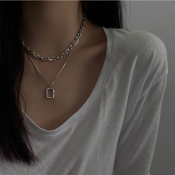 korean double-layer simple folding necklace female small group thin neck hip hop cold wind chain, Silver
korean double-layer simple folding necklace female small group thin neck hip hop cold wind chain, Silver