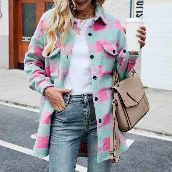 women's wool & blends plaid long women blend jackets coat autumn female coats sleeve loose single breasted pockets fashion casual outwe, Black
women's wool & blends plaid long women blend jackets coat autumn female coats sleeve loose single breasted pockets fashion casual outwe, Black