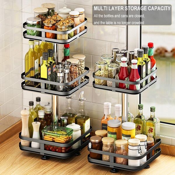 storage bottles & jars 360° rotating condiments metal rack multi-layer thickened steel pipe turntable kitchen spice container
storage bottles & jars 360° rotating condiments metal rack multi-layer thickened steel pipe turntable kitchen spice container