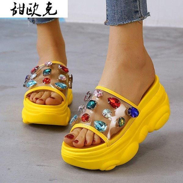 sandals women's crystal slippers transparent fashion summer thick-soled shoes woman comfortable slope with beach bear bottom, Black
sandals women's crystal slippers transparent fashion summer thick-soled shoes woman comfortable slope with beach bear bottom, Black