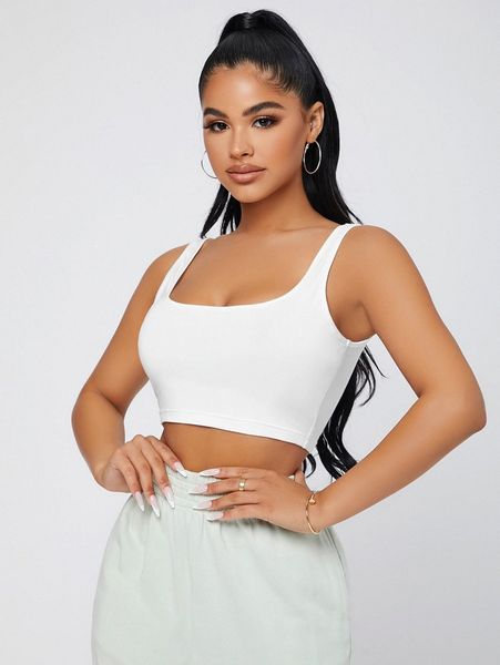 sxy solid crop tank 26do#, White