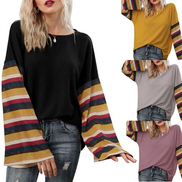 women's sweaters women flare long sleeves sweater autumn o-neck color block striped patchwork loose female knitted casual pullover jum, White;black
women's sweaters women flare long sleeves sweater autumn o-neck color block striped patchwork loose female knitted casual pullover jum, White;black