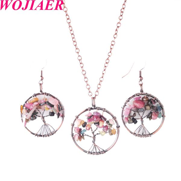 wojiaer earrings jewelry sets tourmaline stone chip tree of life pendant antique copper wire wrap round pendants necklace women men bm909, Black
wojiaer earrings jewelry sets tourmaline stone chip tree of life pendant antique copper wire wrap round pendants necklace women men bm909, Black