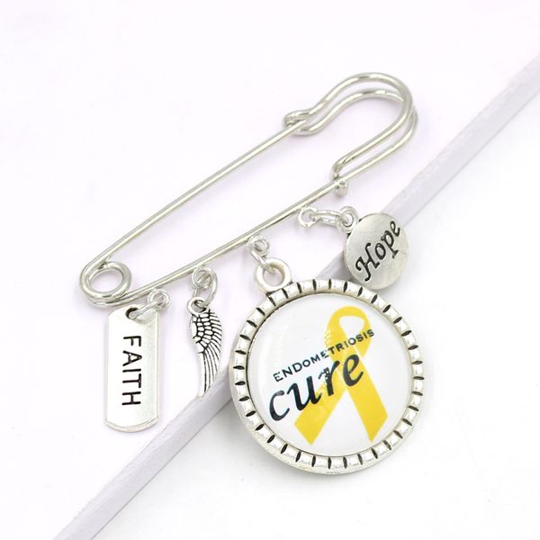 wholesale endometriosis awareness brooch pin believe hope yellow ribbon brooches safety pins for men women jewelry, Gray
wholesale endometriosis awareness brooch pin believe hope yellow ribbon brooches safety pins for men women jewelry, Gray