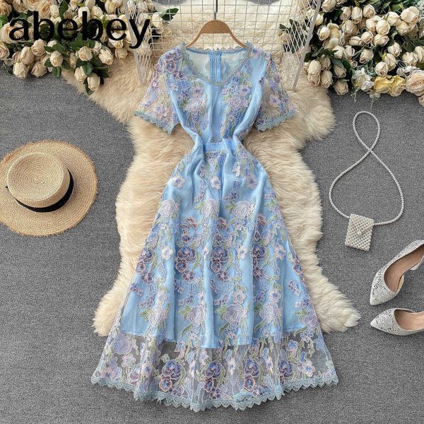 sweet french lace dress women elegant solid short sleeve o neck a-line dresses summer fashion streetwear midi dress 210715, Black;gray
sweet french lace dress women elegant solid short sleeve o neck a-line dresses summer fashion streetwear midi dress 210715, Black;gray