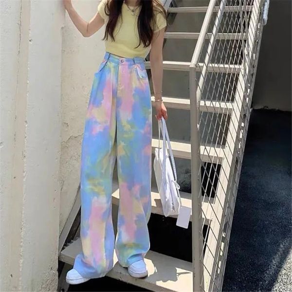 women's jeans women tie dye wide leg denim pants colorful loose straight students korean fashion streetwear wild autumn hip hop, Blue
women's jeans women tie dye wide leg denim pants colorful loose straight students korean fashion streetwear wild autumn hip hop, Blue