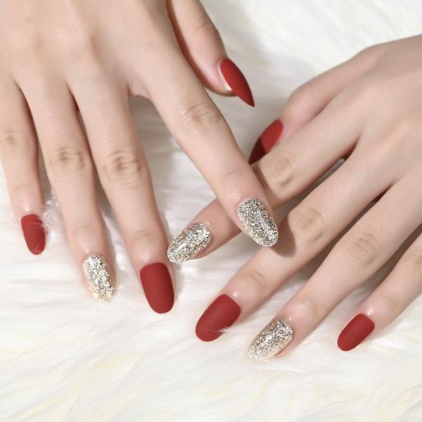 false nails 30pcs/set matte nail patch with design removable full cover fake bling shiny art glue, Red;gold
false nails 30pcs/set matte nail patch with design removable full cover fake bling shiny art glue, Red;gold