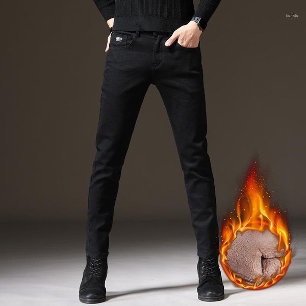 men's black brand high-end jeans plus velvet thick high-quality denim warm trousers casual winter pants, Blue
men's black brand high-end jeans plus velvet thick high-quality denim warm trousers casual winter pants, Blue