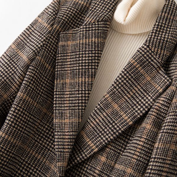 women autumn single button blazers coats vintage plaid female loose blazers casual office lady pockets blazers outwears, Black;brown
women autumn single button blazers coats vintage plaid female loose blazers casual office lady pockets blazers outwears, Black;brown