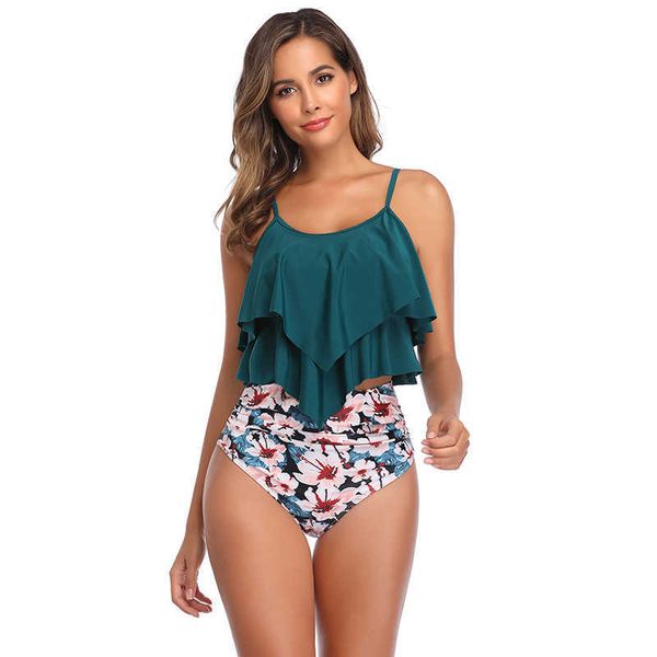 two pieces swimsuit for women floral print high waist push up ladies beach holiday plus size bikini summer 210608, White;black
two pieces swimsuit for women floral print high waist push up ladies beach holiday plus size bikini summer 210608, White;black