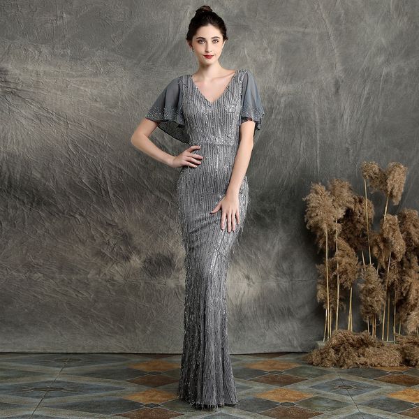 tassel beaded fishtail banquet wedding party dresses women v-neck formal evening dress ke5z, Black;gray
tassel beaded fishtail banquet wedding party dresses women v-neck formal evening dress ke5z, Black;gray