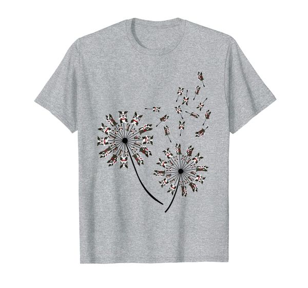 boston terrier anelion flower funny dog lovers gifts t-shirt, White;black