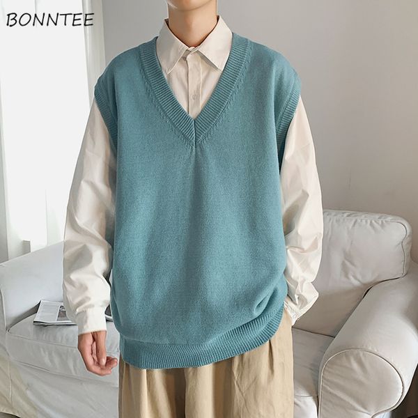 men's knitted svels plain vt, v-neck, casual loose sweater, korean street cloth, Black;white
men's knitted svels plain vt, v-neck, casual loose sweater, korean street cloth, Black;white
