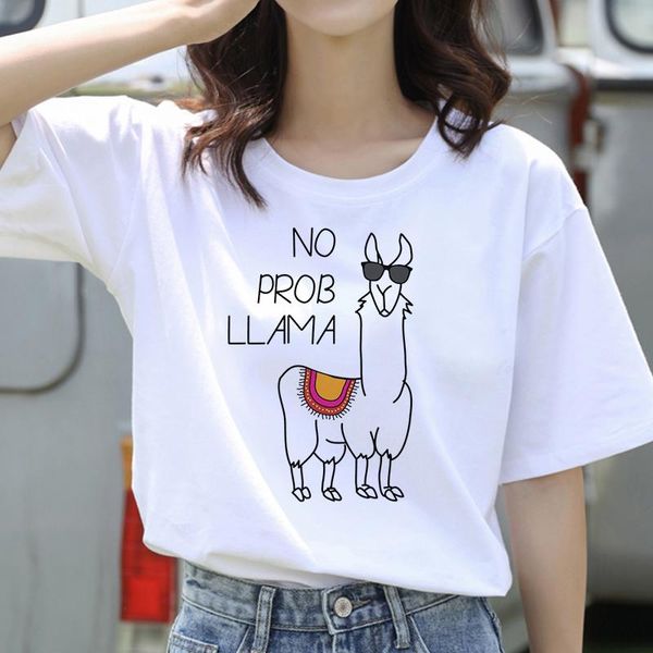 women's t-shirt fashion cartoon women tee short-sleeved summer ladies harajuku lovely alpaca, White
women's t-shirt fashion cartoon women tee short-sleeved summer ladies harajuku lovely alpaca, White