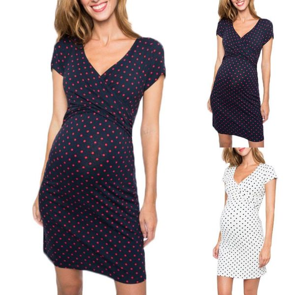 maternity dresses vintage dress sheath pregnant women's short sleeve v neck polka dot casual sundress, White
maternity dresses vintage dress sheath pregnant women's short sleeve v neck polka dot casual sundress, White
