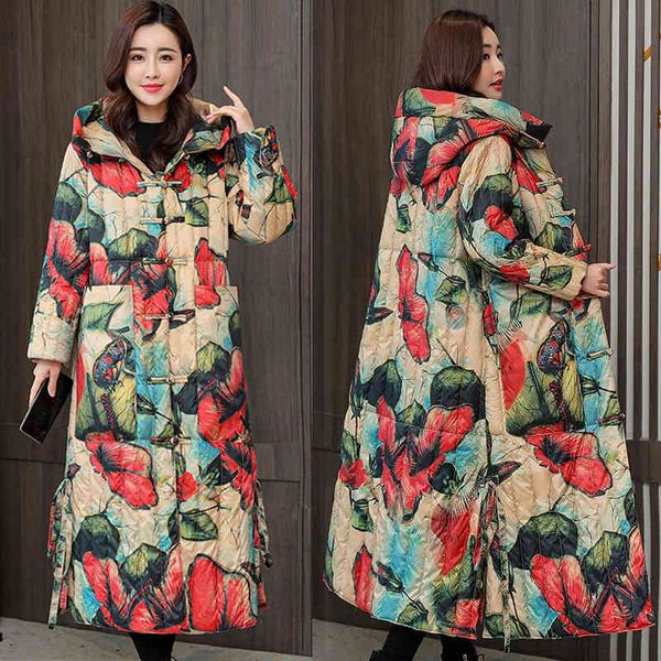 women's wool & blends floral print parka winter x-long hooded female quilted jacket single breasted stand collar casual thick coat ladi, Black
women's wool & blends floral print parka winter x-long hooded female quilted jacket single breasted stand collar casual thick coat ladi, Black