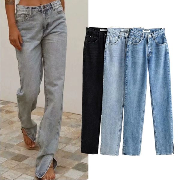 high waist straight leg jeans with slit women 2021 lounge jeans autumn loose slim wide leg pants black blue
high waist straight leg jeans with slit women 2021 lounge jeans autumn loose slim wide leg pants black blue