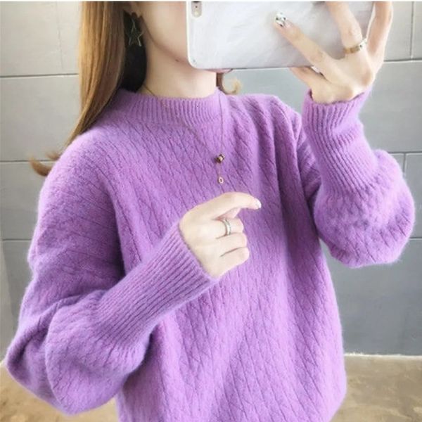 women's tanks & camis thick female pink sweater, knitted round blue blouse oozg, White
