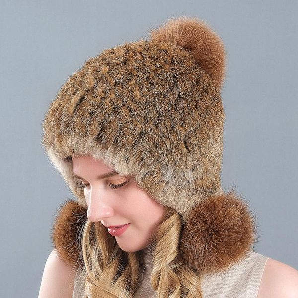 berets ht3730 fur hat three pompoms earflap cap women knitted beanie thick warm russian ushanka, Blue;gray
berets ht3730 fur hat three pompoms earflap cap women knitted beanie thick warm russian ushanka, Blue;gray
