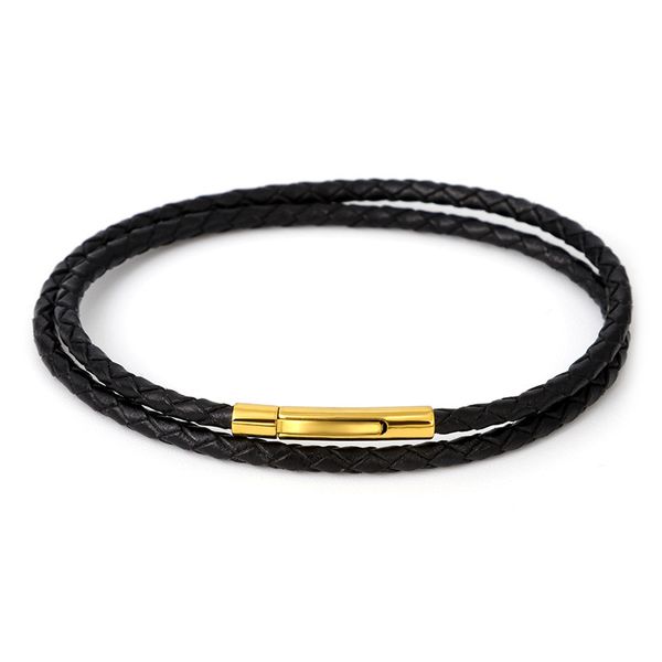 bangles bracelets simple titanium steel bracelet stainless long leather rope magnet buckle woven, Black
bangles bracelets simple titanium steel bracelet stainless long leather rope magnet buckle woven, Black