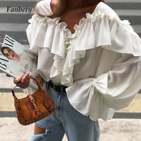 women's blouses & shirts women elegant solid off shoulder ruffle 2022 spring casual flare long sleeve pullover office lady loose b, White
women's blouses & shirts women elegant solid off shoulder ruffle 2022 spring casual flare long sleeve pullover office lady loose b, White