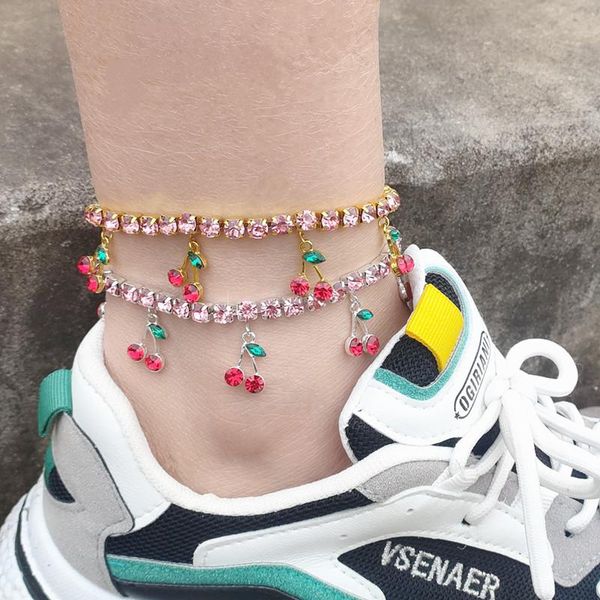 anklets cz cherry leg bracelet gold silver color tennis chain anklet for women kpop jewelry foot cubic zirconia chaine de cheville, Red;blue
anklets cz cherry leg bracelet gold silver color tennis chain anklet for women kpop jewelry foot cubic zirconia chaine de cheville, Red;blue