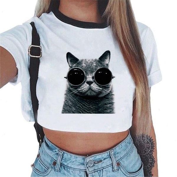 fashion women's cute cat print crop t-shirts funny cartoon vogue harajuku streetwear tracksuit korean style t shirt, White
fashion women's cute cat print crop t-shirts funny cartoon vogue harajuku streetwear tracksuit korean style t shirt, White