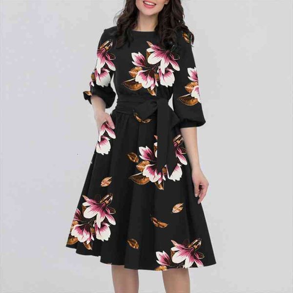 women elegant dress boho vintage floral printed o-neck half sleeve pocket sashes knee-length casual a-line dress women clothing, Black;gray
women elegant dress boho vintage floral printed o-neck half sleeve pocket sashes knee-length casual a-line dress women clothing, Black;gray