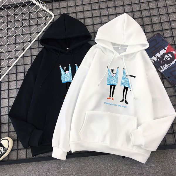 hoodie female hooded autumn and winter new korean version with velvet and thick cartoon students with caps loose coat tide, Black
hoodie female hooded autumn and winter new korean version with velvet and thick cartoon students with caps loose coat tide, Black