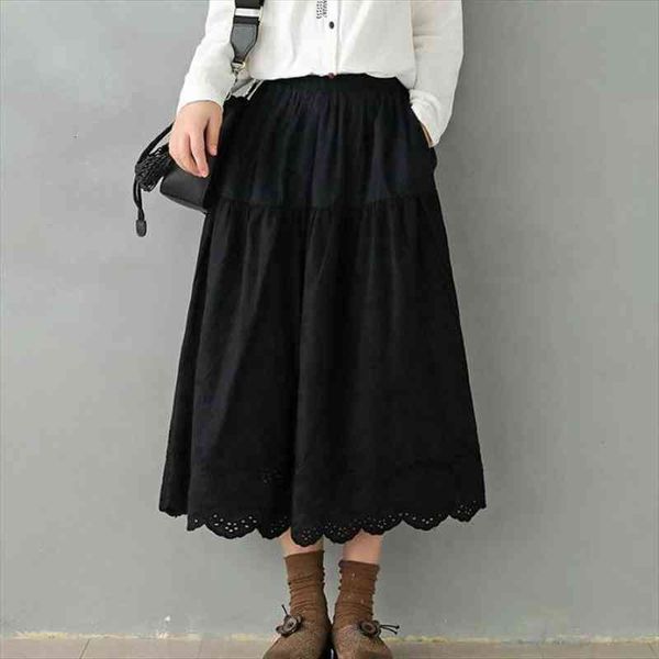 women solid color pockets patchwork retro embroidered skirt spring loose comfortable all-match 4 color skirt, Black
women solid color pockets patchwork retro embroidered skirt spring loose comfortable all-match 4 color skirt, Black