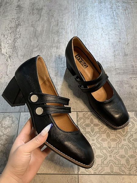 dress shoes women's leather 2021 autumn fashion shallow mouth square toe mary jane high heels, Black
dress shoes women's leather 2021 autumn fashion shallow mouth square toe mary jane high heels, Black
