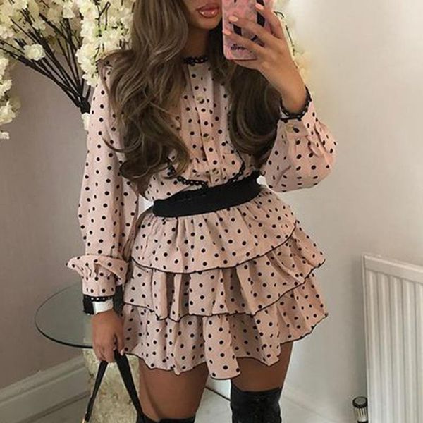 casual dresses fashion dot printed women elegant collected waisted dress buttons pleated mini ladies, Black;gray
casual dresses fashion dot printed women elegant collected waisted dress buttons pleated mini ladies, Black;gray