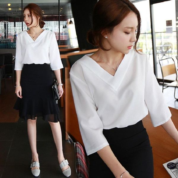 women's blouses & shirts aecu women summer chiffon blouse solid half sleeves for v-neck loose pullover shirt office lady, White
women's blouses & shirts aecu women summer chiffon blouse solid half sleeves for v-neck loose pullover shirt office lady, White