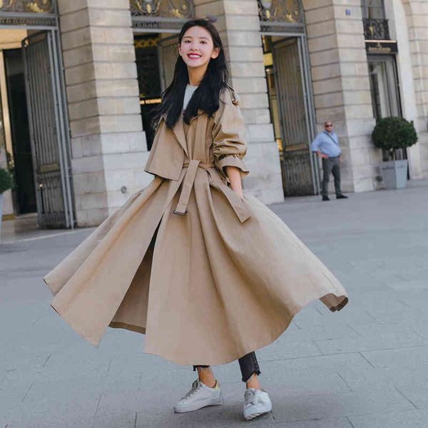 women's trench coats fashion korean style women with belt office lady duster loose cloak x-long outerwear clothes spring autumn h45b, Tan;black
women's trench coats fashion korean style women with belt office lady duster loose cloak x-long outerwear clothes spring autumn h45b, Tan;black