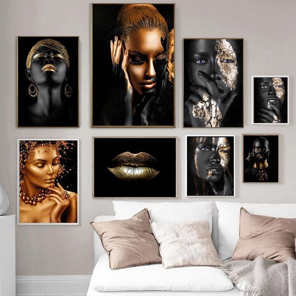 african art black and gold woman with necklace on canvas painting and posters scandinavian wall picture living room unstretched
african art black and gold woman with necklace on canvas painting and posters scandinavian wall picture living room unstretched