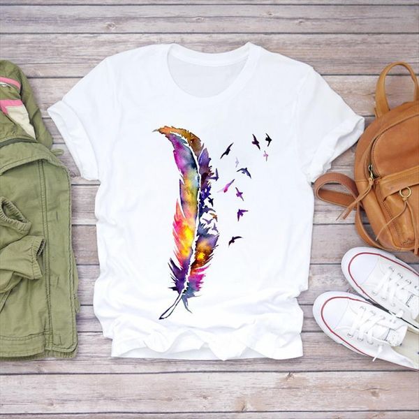 watercolor feather bird short sleeve women t shirt 90s casual print womens graphic ladies female tee, White
watercolor feather bird short sleeve women t shirt 90s casual print womens graphic ladies female tee, White