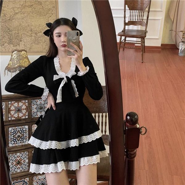 casual dresses 2021 autumn wintervintage mini robe woman gothic black dress bandage bow high waist ruffle lace winter vestidos, Black;gray
casual dresses 2021 autumn wintervintage mini robe woman gothic black dress bandage bow high waist ruffle lace winter vestidos, Black;gray