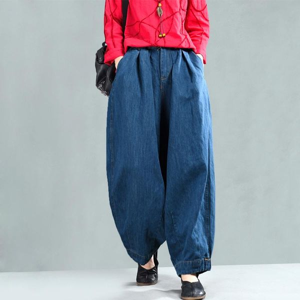 women's jeans 2021 women loose casual denim harem pants plus size elastic waist washed trousers, Blue
women's jeans 2021 women loose casual denim harem pants plus size elastic waist washed trousers, Blue