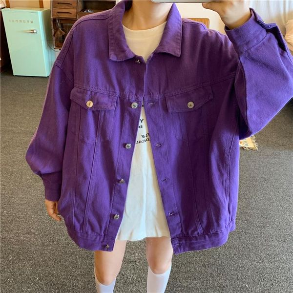 women's jackets street style women denim jacket ultra violet oversize titched jeans purple chic outerwear & coats, Black;brown
women's jackets street style women denim jacket ultra violet oversize titched jeans purple chic outerwear & coats, Black;brown