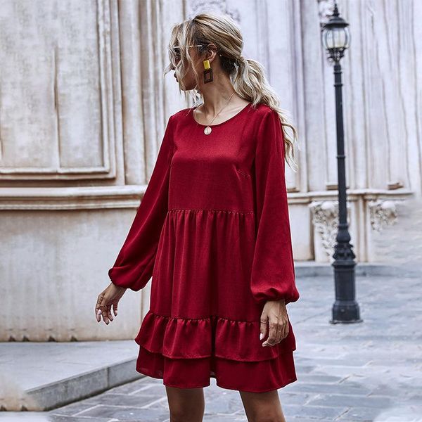 casual dresses women o-neck full sleeve high waist solid dress autumn winter cascading ruffle vintage, Black;gray
casual dresses women o-neck full sleeve high waist solid dress autumn winter cascading ruffle vintage, Black;gray