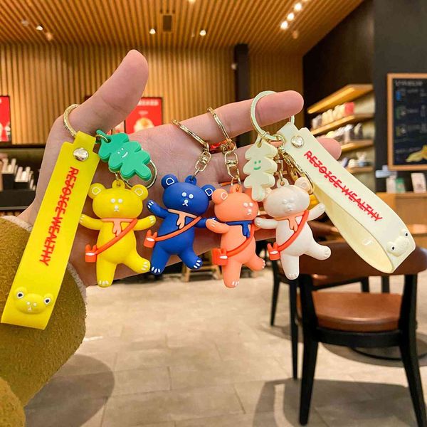 keyring keychain personalized creative silicone handrope cartoon bear car key chain lovers bag key chain pendant, Silver
keyring keychain personalized creative silicone handrope cartoon bear car key chain lovers bag key chain pendant, Silver