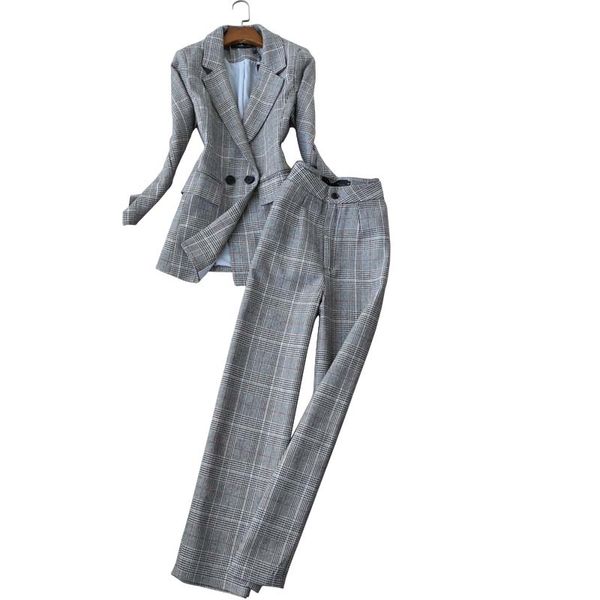 office women's suit pants set two-piece winter casual check ladies jacket small elegant wide-leg trousers 210527, White
office women's suit pants set two-piece winter casual check ladies jacket small elegant wide-leg trousers 210527, White
